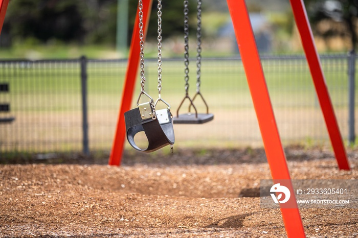 play equipment in a park. a childrens playground in a school