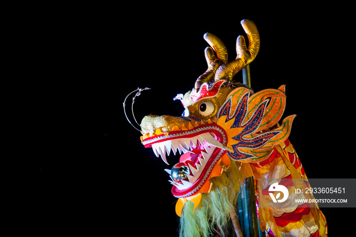 Chinese dragon dancing decoration in Chinese New Year celebratio