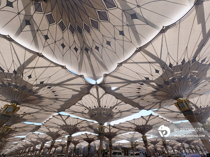 Wide angle view of Nabawi Mosque architecture