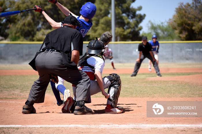 Strike out baseball action shot