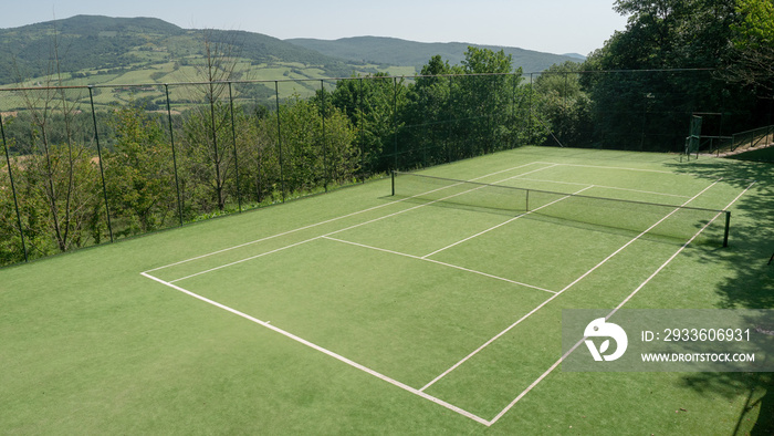 outdoor tennis court in hills of Lazio, Italy