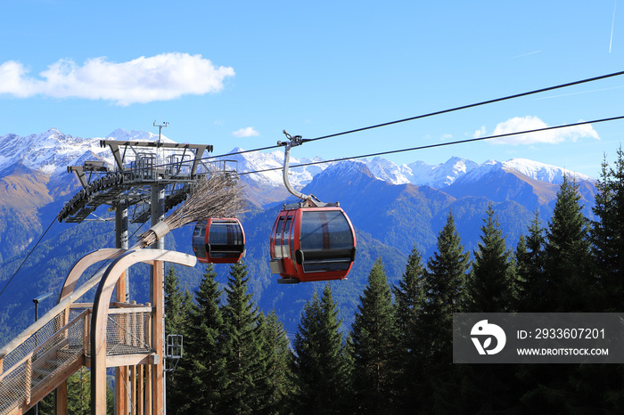 a gondola of the mountain railway in tyrol