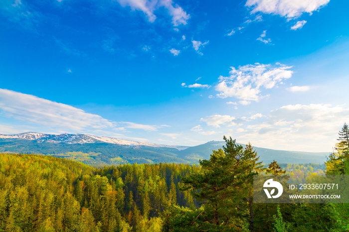 Scenic spring landscape of Giant Mountains - Karkonosze Mounatains, Poland