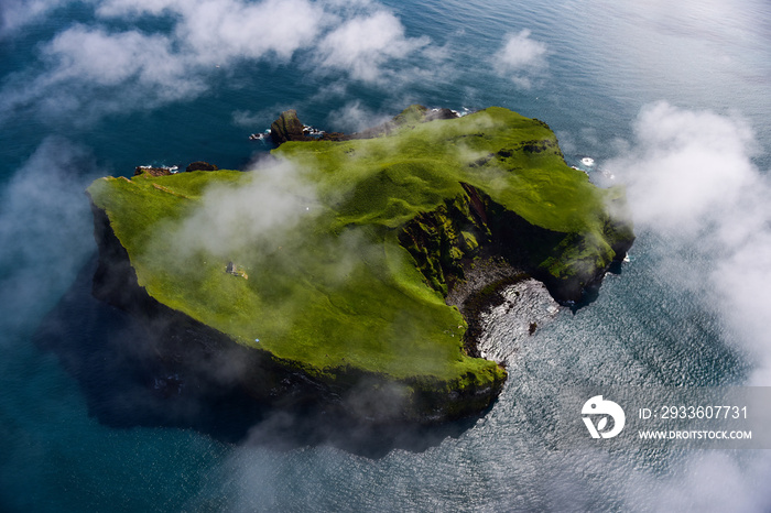 Aerial view of beautiful small island in Iceland