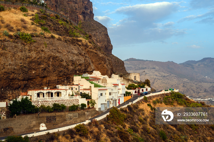 Cave houses in Artenara, Las Palmas Province, Gran Canaria, Canary Islands, Spain