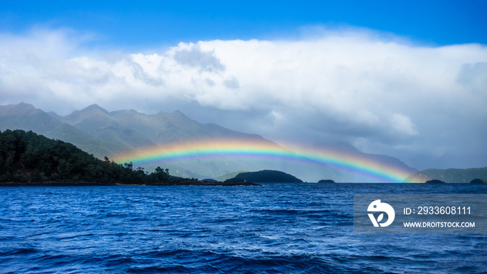 rainbow at Lake Manapouri New Zealand