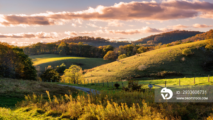 Golden Hour Sunset on the Blue Ridge Parkway at Cone Manor Farm