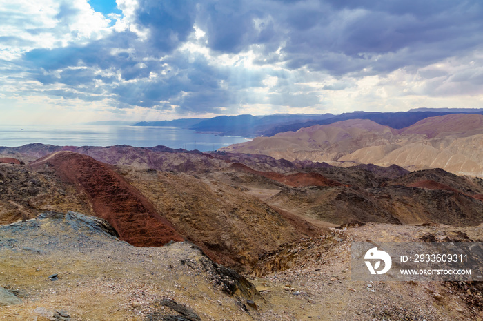 Mount Tzfahot and the gulf of Aqaba