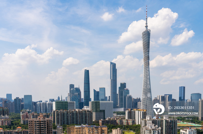 鸟瞰广州城市全景