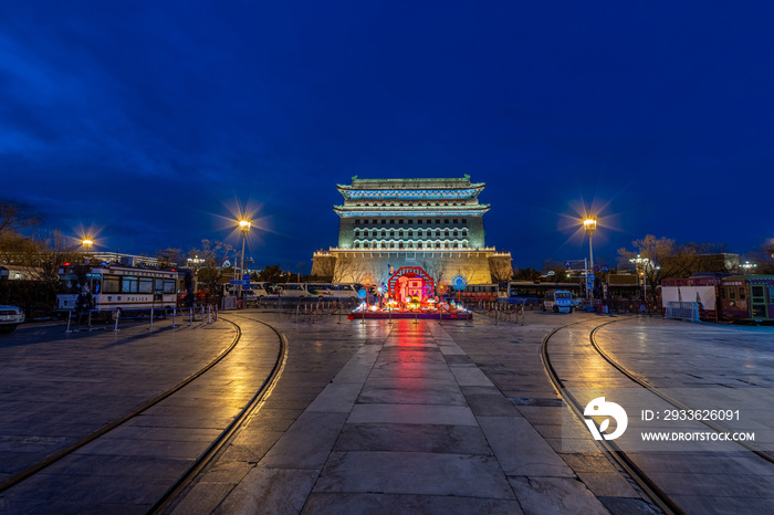 北京前门正阳门箭楼夜景