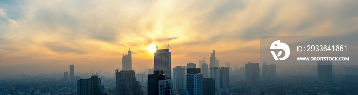 panoramic view of cityscape sunrise skyline and cloudscape