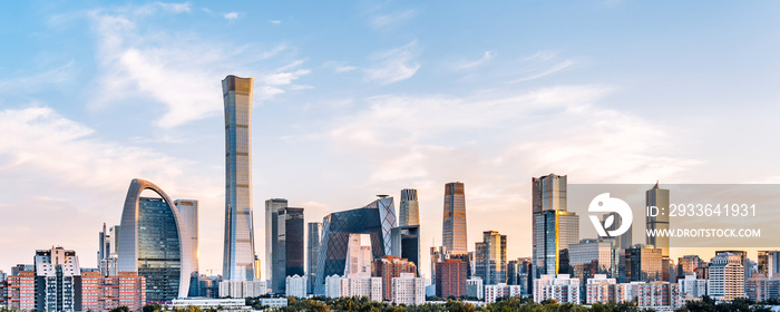 China Beijing CBD city skyline dusk scenery