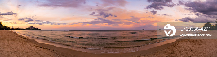 Suan Son Pradipat Beach at sunset in Prachuap Khiri Khan, Thailand