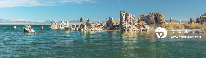 Mono Lake Tufa State Natural Reserve, California. Tufa Towers, Calcium-Carbonate Spires and Knobs. Panorama