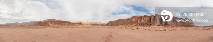 Panoramic  view of fantastically beautiful mountain nature in Timna National Park near Eilat, southern Israel.