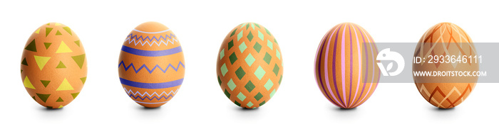 Creative Easter eggs on white background