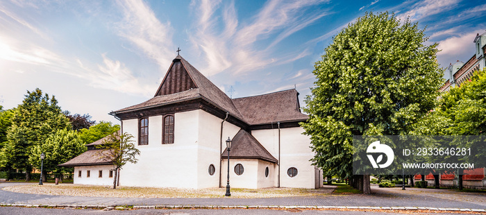 The Church of the Holy Trinity, or the wooden articular church in Kezmarok and lutheran tower. Kezmarok is a town in the Spis region of eastern Slovakia. Unesco