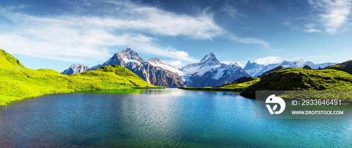 Bachalpsee lake in Swiss Alps mountains