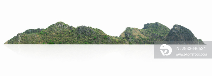 panorama mountain with tree isolate on white background