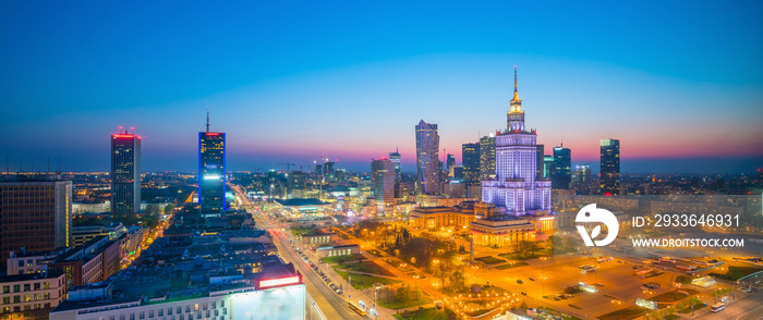 Aerial photo of  Warsaw city skyline