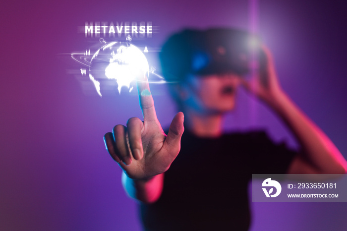 Metaverse Virtual Technology. Worldwide Business. Megatrends on Internet for Telecommunication, Fina