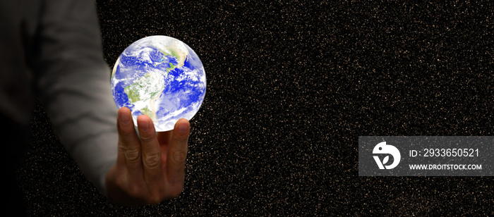 businessman hold globe for global warming responsibility worldwide concept save ecosystem