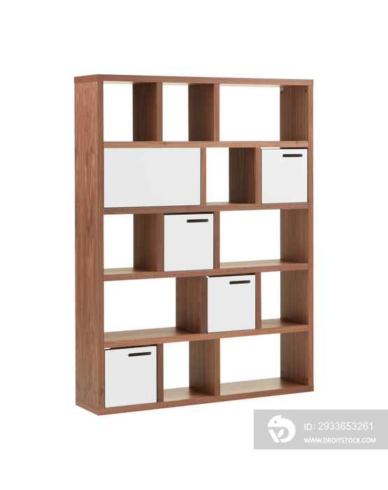 Modern wooden cabinet with cut out isolated on background transparent