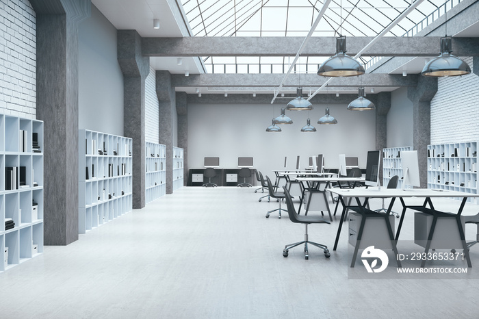 Contemporary office in a loft style with large skylight