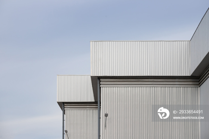 metal factory roof. warehouse and industrial building. corrugated roofing.