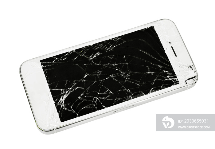 Modern touch screen smartphone with broken screen.