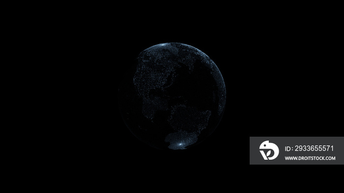 Planet earth globe particle conveying connectivity. Abstract 3D rendering, Technology Big data netwo