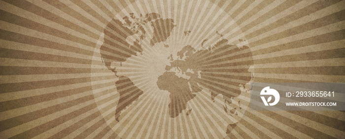 Vintage globe on rays background