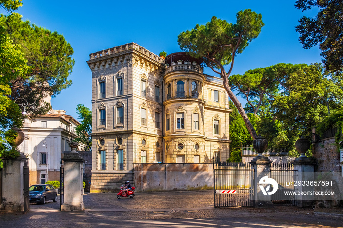 Rome, Italy - Historic XIX century villa in the Janiculum Hill - Gianicolo - within the Trastevere d