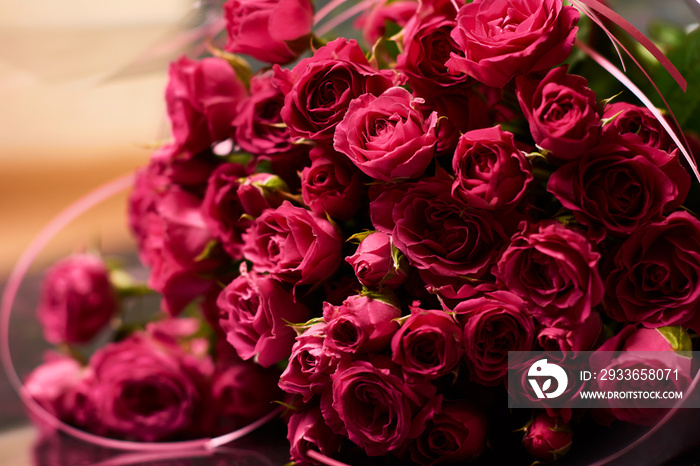 Bouquet of miniature roses on dark. Bouquet of roses