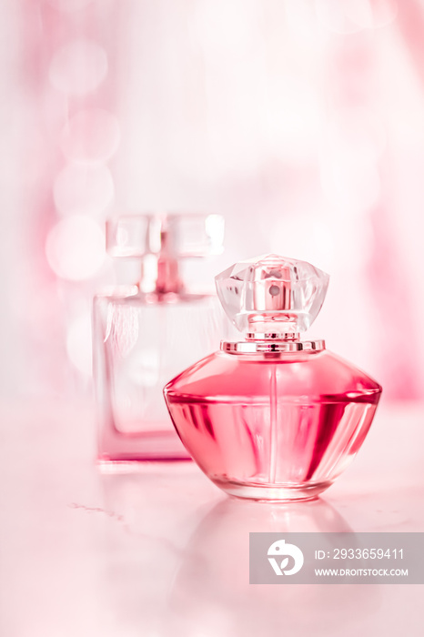 Perfume bottles on glamour background, floral feminine scent, fragrance and eau de parfum as luxury 