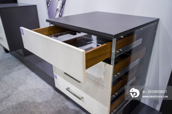 drawer cabinets with transparent glass walls