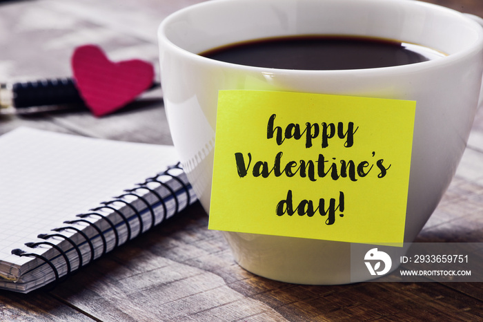 coffee and text happy valentines day