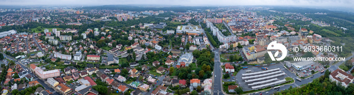 Aerial view around the old town of the city  kladno in the czech Republic on an early morning.