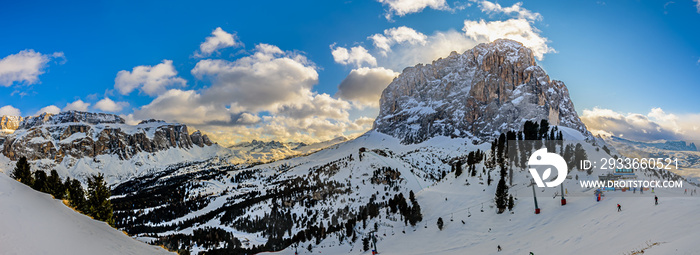 The Sellaronda is the ski circuit around the Sella group in Northern Italy. It lies between the four Ladin valleys of Badia, Gherdëina, Fascia, and Fodom.