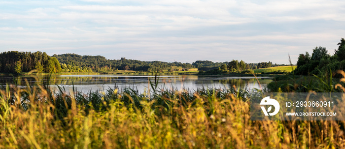 Picturesque lake in the evening