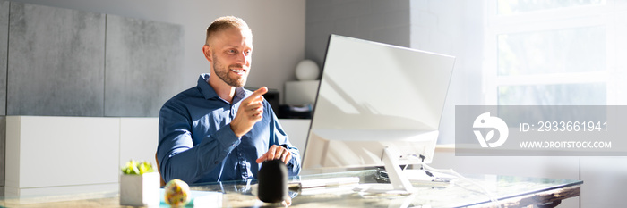 Man Using Online Virtual Video Training