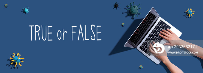 True or False with woman using a laptop computer