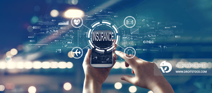 Insurance concept with person using smartphone