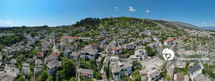 Drone view at the town of Gjirokastra on Albania