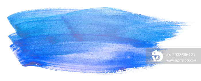 blue watercolor blot with inked brush and paper texture hand-drawn.