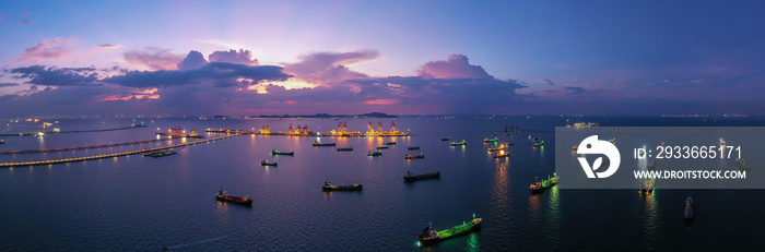 Oil/Chemical tanker ships over open sea at seaport Thailand. Oversea transportation, Import-Export Business and Logistic.