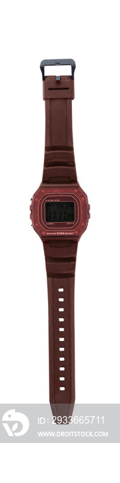 Cutout of an isolated  generic red digital watch  with the transparent png background