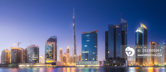 Panoramic view of Dubai Business bay, UAE