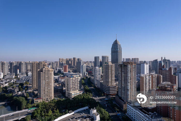 aerial photography wuxi city skyline