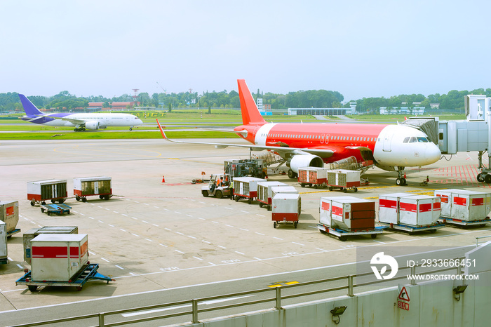 Plane loading at airport